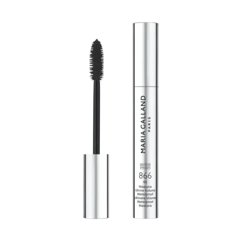 Maria Galland 866 Ultimate Volume Waterproof Mascara – vandeniui atsparus blakstienų tušas, suteikiantis apimties ir vizualiai tankesnių blakstienų efektą. Oftalmologiškai patikrintas, 8 ml.