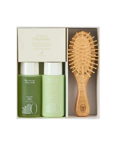 ANILLO lime sunday refresh hair & brush set plaukų priežiūros rinkinys su šepečiu